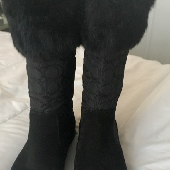 Coach Black sure and nylon flat boots